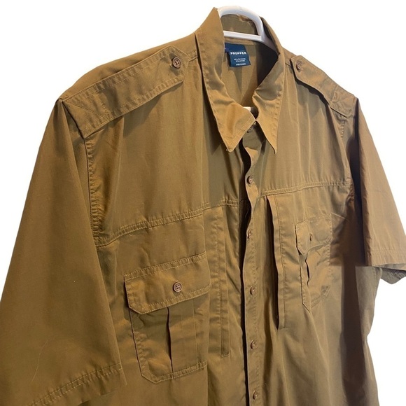 Propper men's size 3xl Tactical Dress Shirt short sleeve ripstop "Coyote" color - Picture 2 of 6